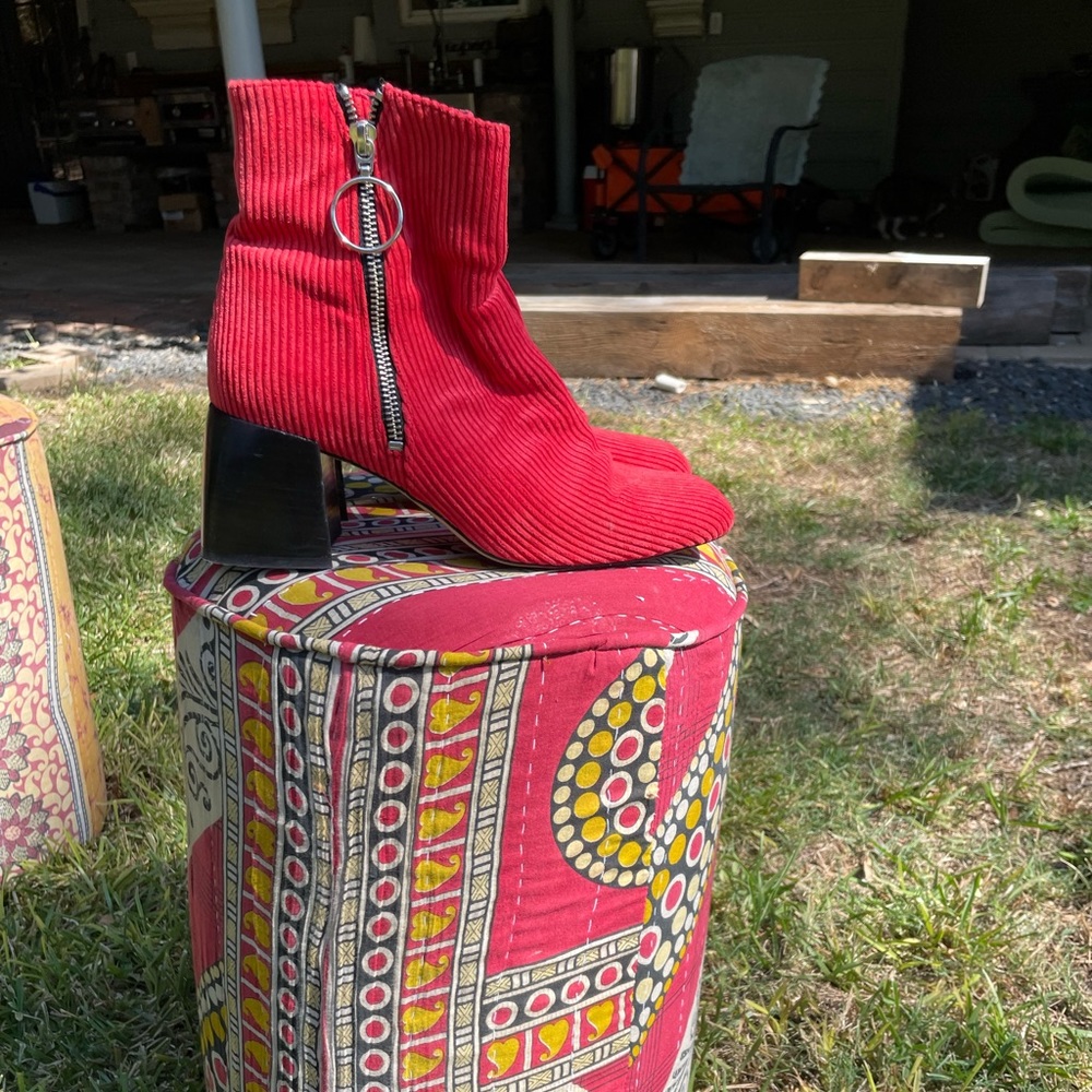 Free People Red Corduroy Ankle Boots Size 39